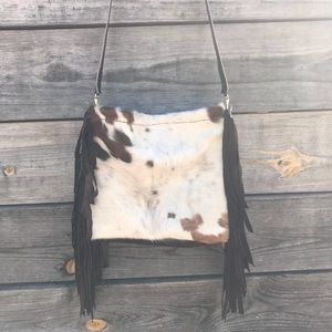 Cowhide purse with fringe